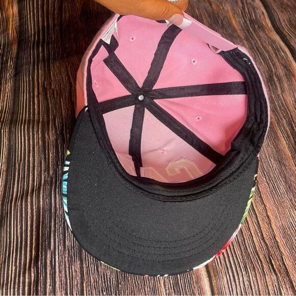 Floral Print Cali Snapback Cap Hat Pink Black Hawaiian Streetwear Women’s - Picture 7 of 8